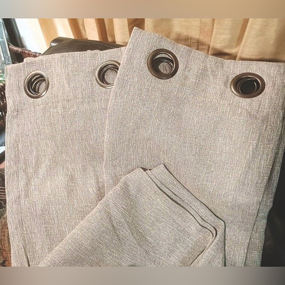 Like New x 2 Shimmer Grey Black Out Grommet Curtain Panels